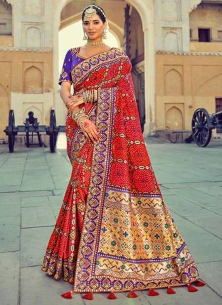 Red Colour Raj Gharana Vol 2 M.N New Latest Designer Ethnic Wear Patola Silk Saree Collection 6112